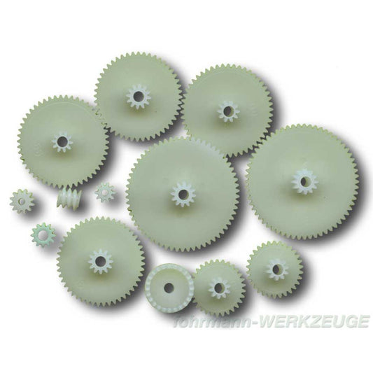 Mini Zahnräder (Doppelzahnräder) aus Kunststoff Modul 0,5 (SET)