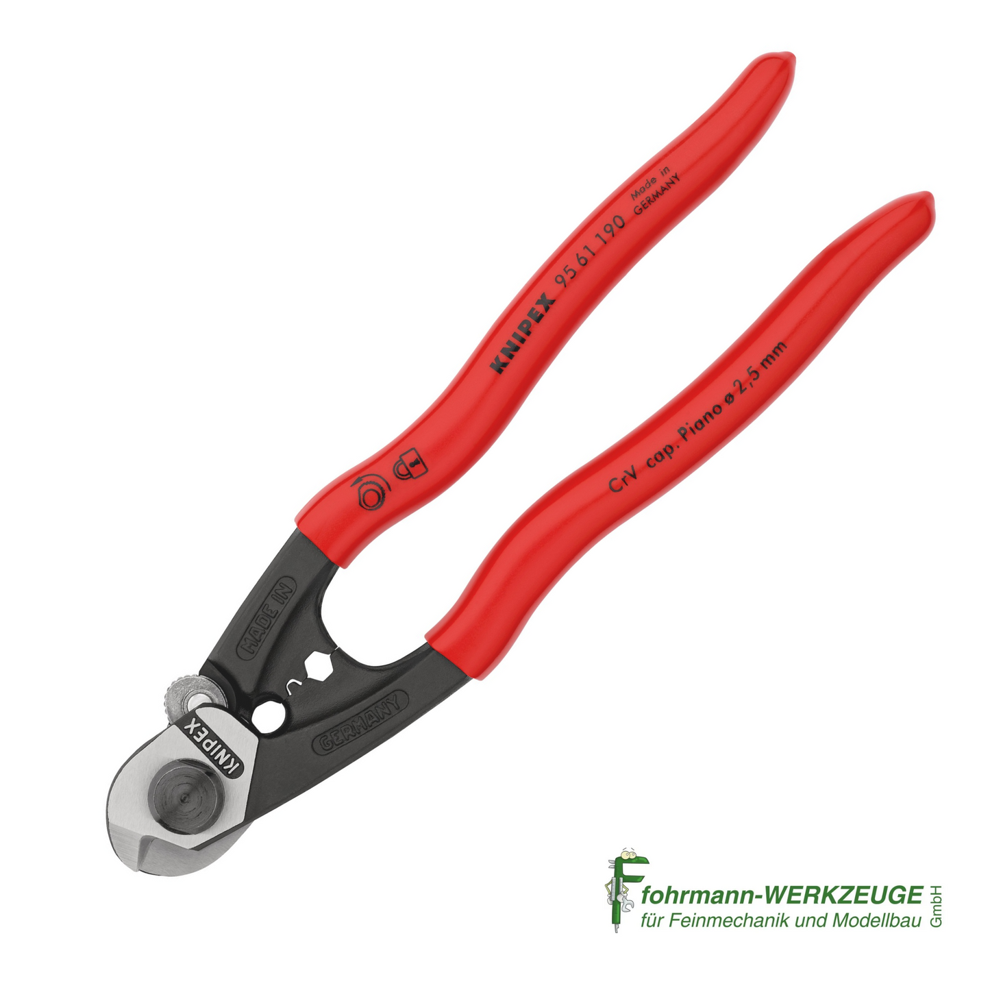 KNIPEX Drahtseilschere geschmiedet mit Kunststoff überzogen 190 mm