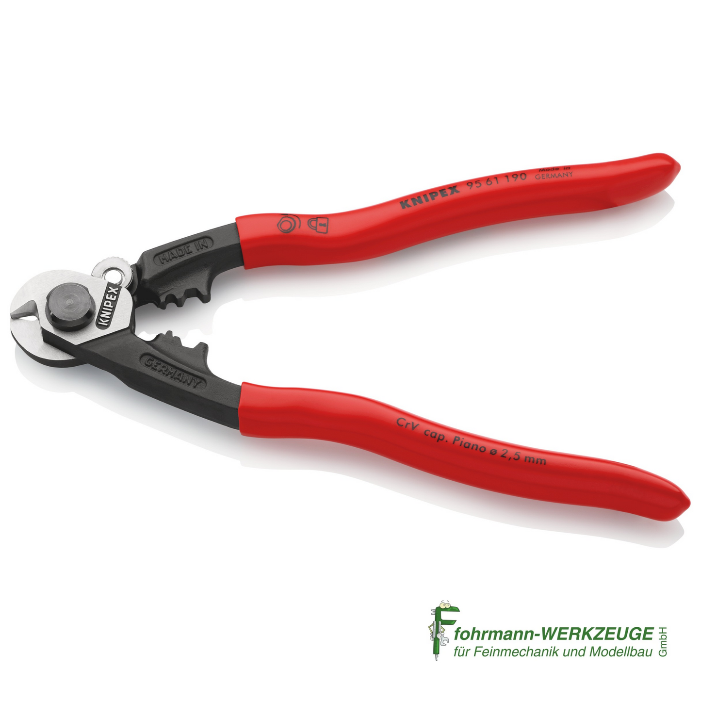 KNIPEX Drahtseilschere geschmiedet mit Kunststoff überzogen 190 mm