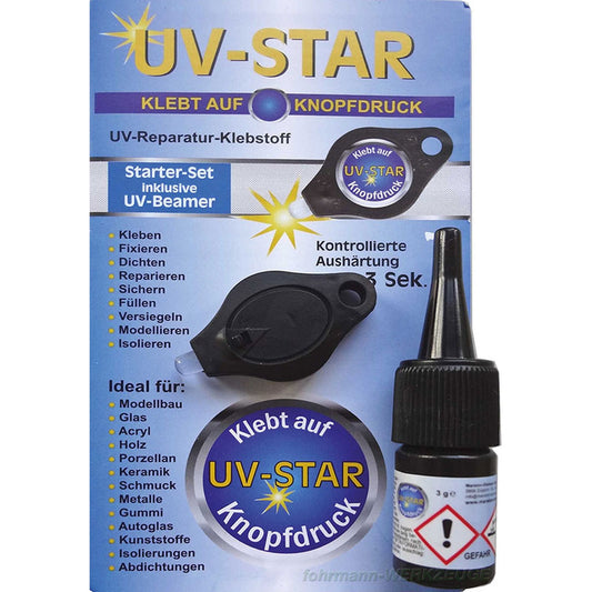 UV-STAR - Spezialkleber Set mit UV-Lampe