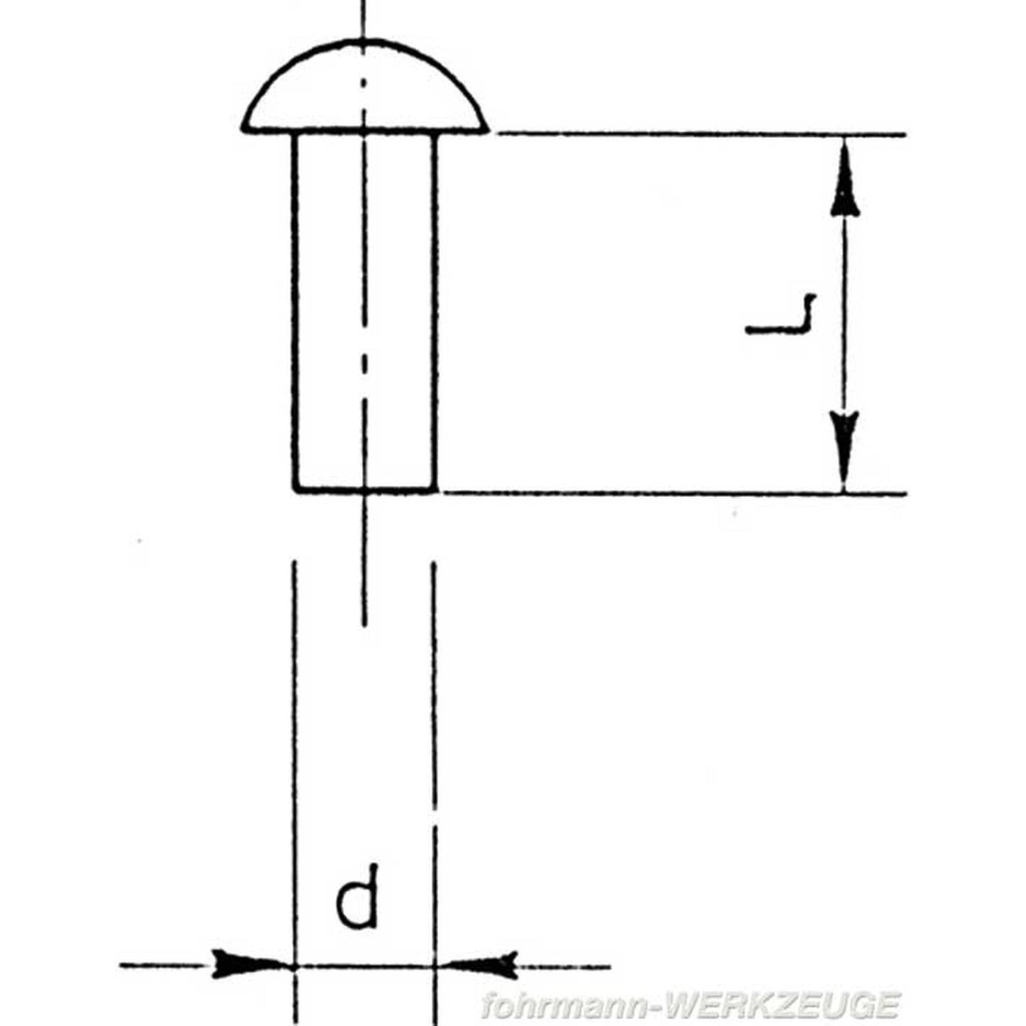 Niete aus Kupfer mit Halbrundkopf DIN 660 für Modellbau