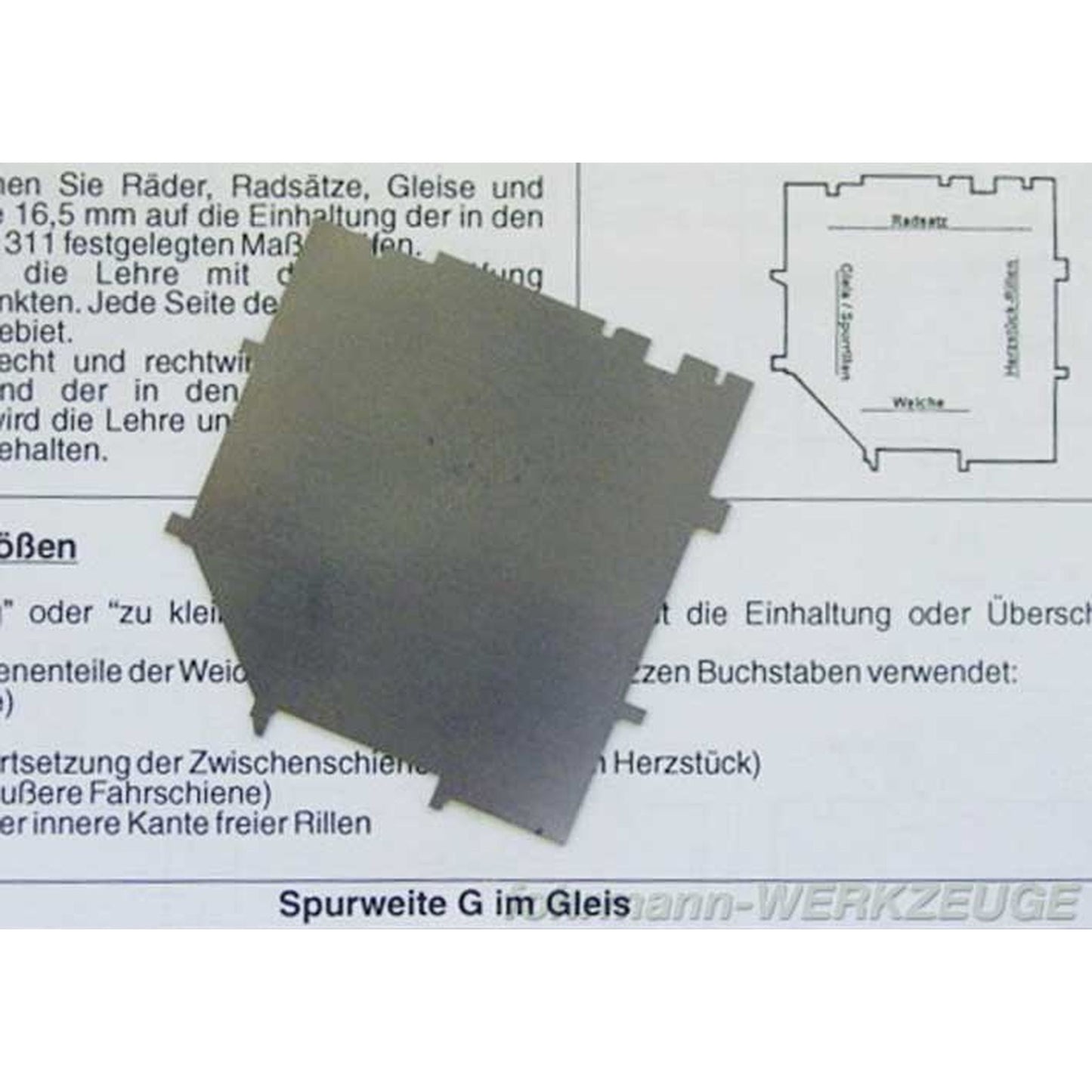 Lehre für Radsatz und Gleis (Spurlehre)