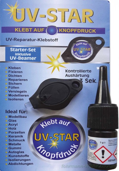 UV-STAR - Spezialkleber Set mit UV-Lampe